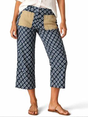 Ann Taylor Factory Size 10 Cropped Straight Leg Pants Blue White